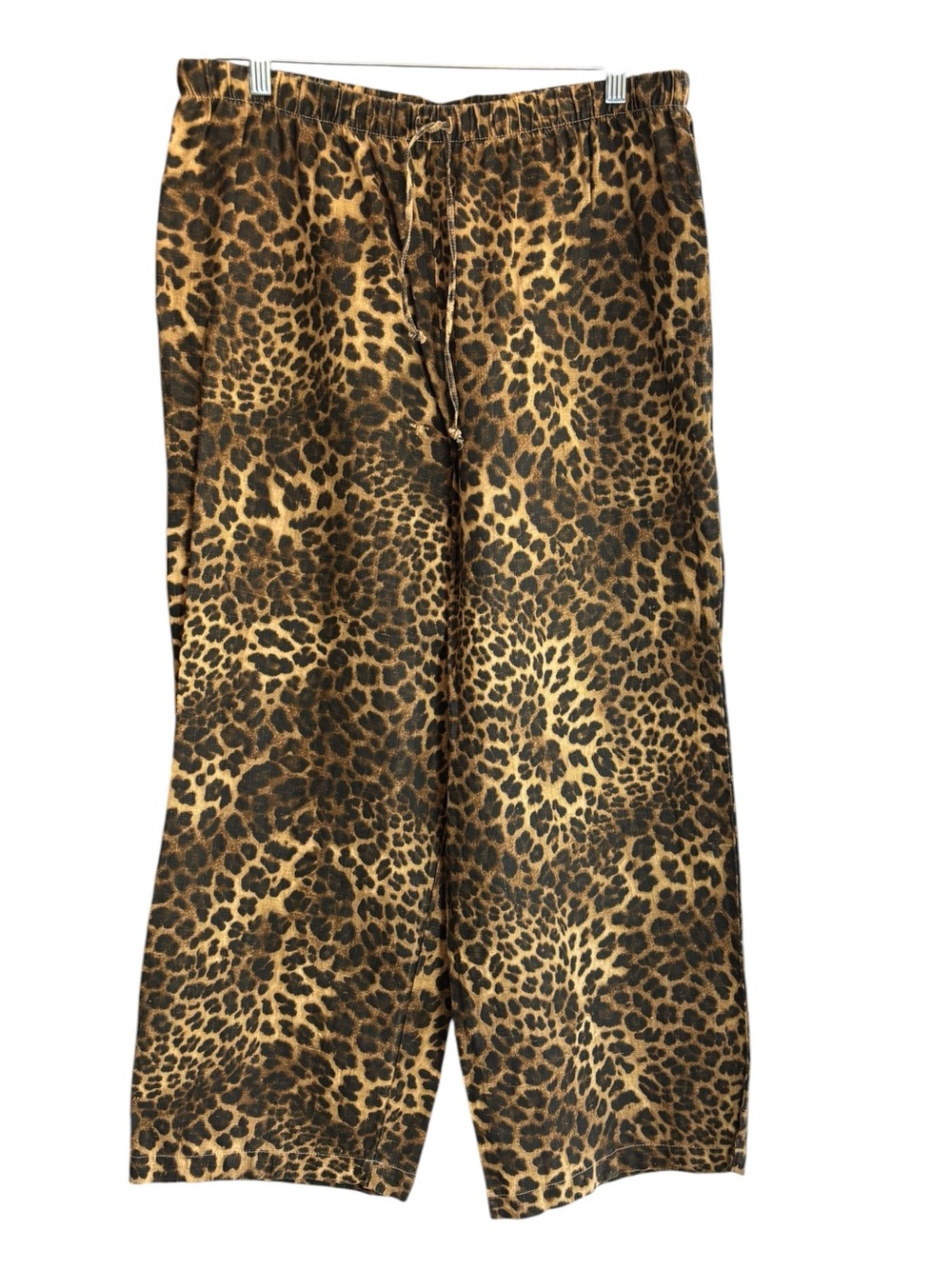 Hot Cotton by Marc Ware Leopard Print Linen Crop Ankle Pants Size XL - Picture 2 of 8